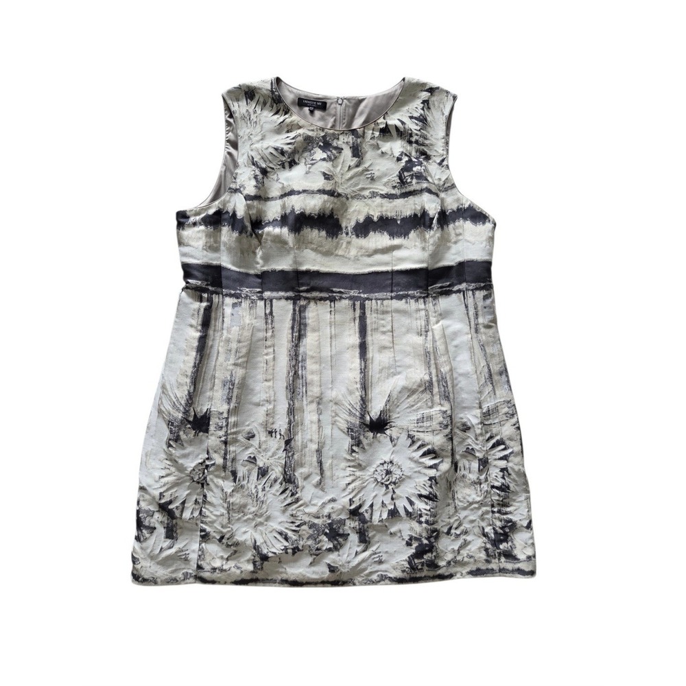 Lafayette 148 New York Dress 24W Abstract Floral Sleeveless Plus Size Lined Art